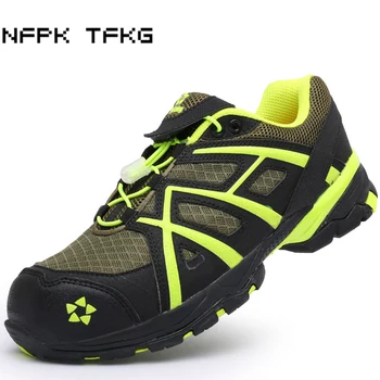 

men fashion large size steel toe cap working safety shoes non-slip comfort platform puncture proof tooling security low boots