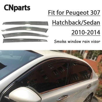 

CNparts 4pcs ABS For Peugeot 307 Hatchback/Sedan 2010-2014 Car Smoke Window Sun Visor Keep Fresh Air convection Accessories