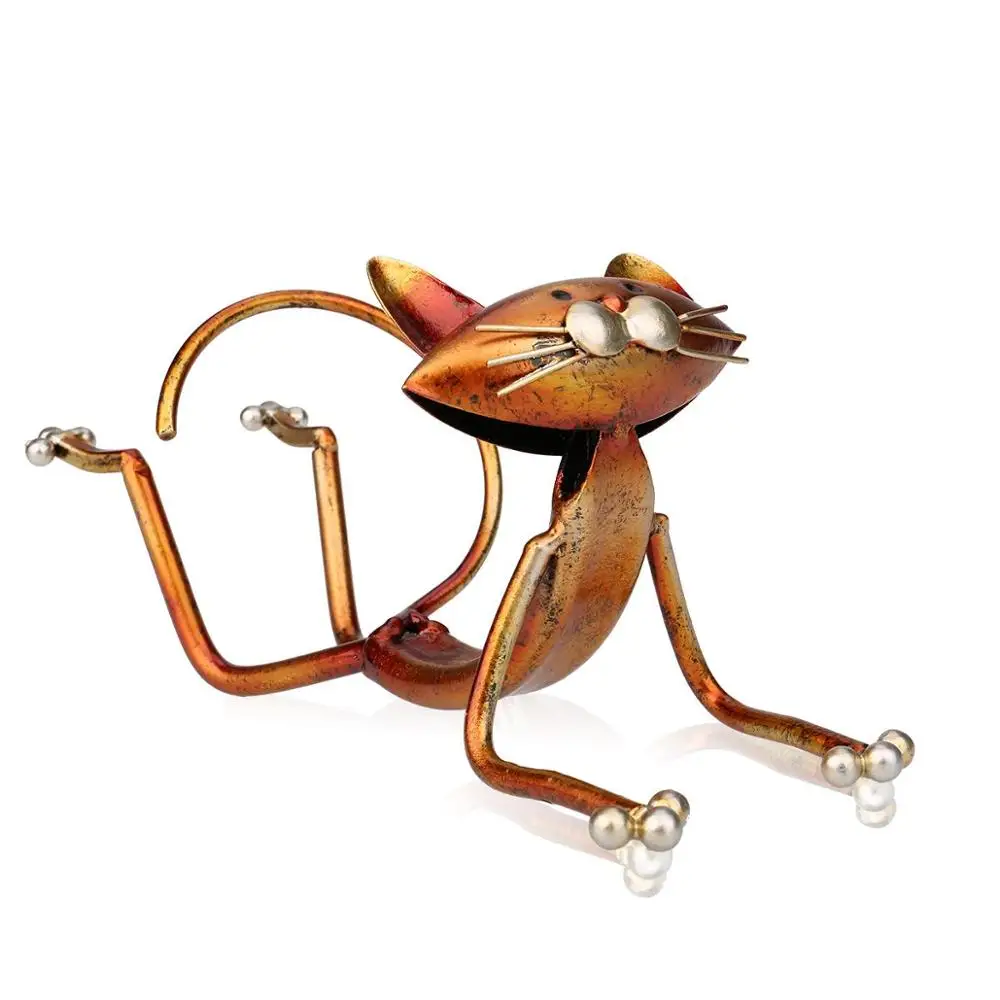 Tooarts Йога Кот винный держатель металлическая фигурка модерн животное ремесло 3D искусство подарок винный шкаф для офиса украшение дома аксессуары - Цвет: Коричневый
