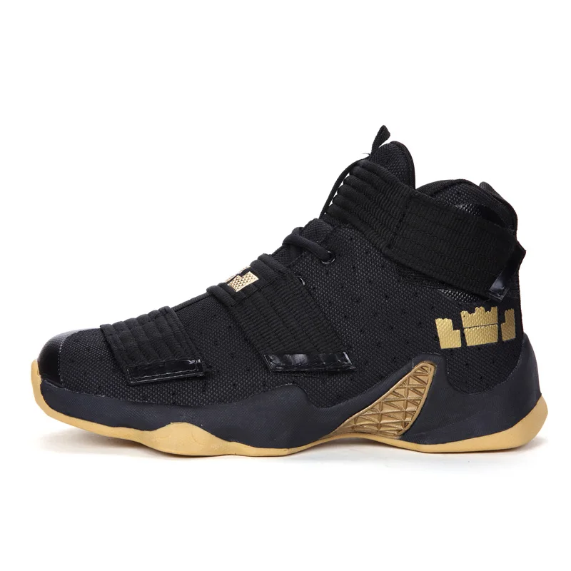 Спортивная баскетбольная обувь с высоким берцем и пряжкой, лаконичная и простая Баскетбольная обувь, нескользящая износостойкая Баскетбольная обувь - Цвет: Black yellow