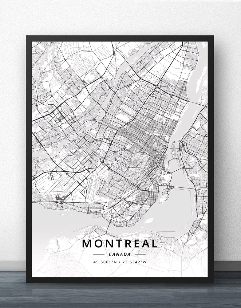 Гуэльф Галифакс Гамильтон Келоуна Кингстон Китченер Laval Leduc Levis Longueuil Markham Milton Montreal Канада Карта постер