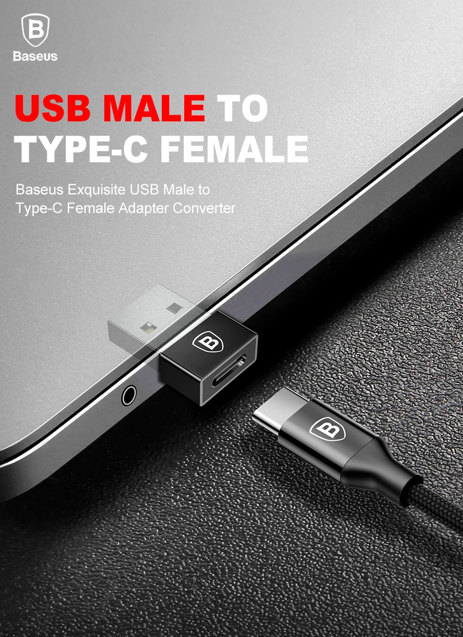 Baseus USB штекер для type C Женский адаптер USB C OTG Coverter для samsung S9 Plus Macbook Xiaomi Mi max 3 usb type-C кабель адаптер