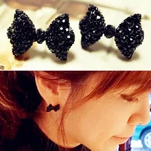 New hot Fashion Simple Vintage Metal Black Butterfly Bow stud earrings lady ear jewelry 2015 for