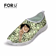 FORUDESIGNS/3D обувь на плоской подошве в форме животных милый кот с принтом собаки женская летняя дышащая сетчатая обувь для женщин Повседневная Женская обувь на плоской подошве