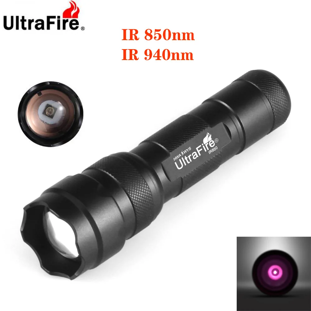 

UltraFire 502B IR Zoomable Night Vision 850nm/940nm Tactical Hunting LED Flashlight Infrared Radiation 18650 Torch Light