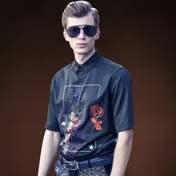 Высокое качество Для мужчин лето Королевский князь вечернее футболки Тонкий печати мужской классический Повседневное короткий рукав топ