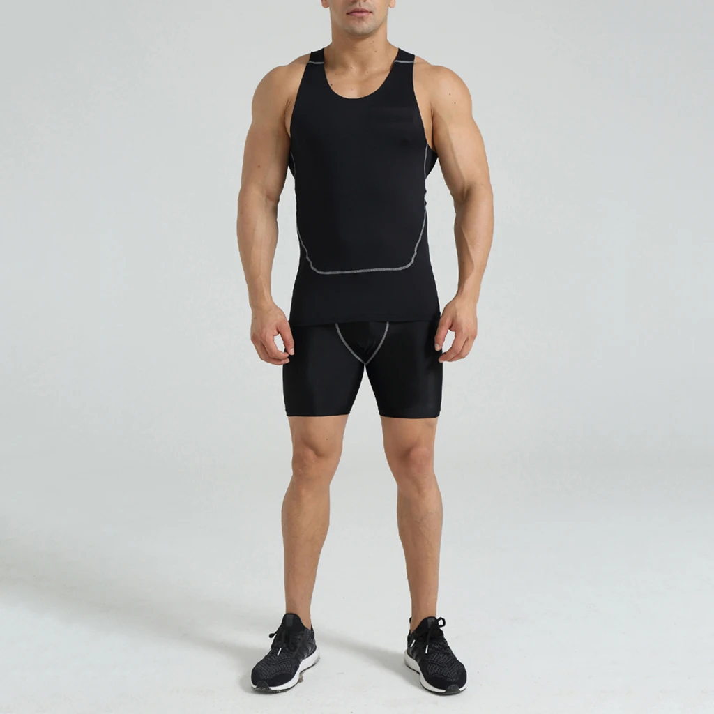 Men's Polyester Sleeveless Shirt Compression Singlet Underwear Undershirt Breathable Man Vest Tank Tight Shirt Sport Wear 