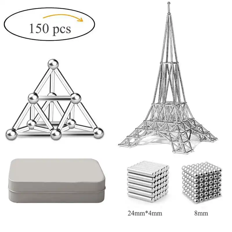 Creative Magnetic Sticks And Steel Spheres Constructor Toys Building Puzzles