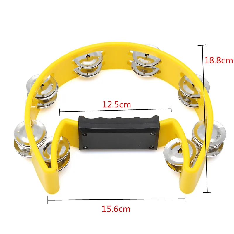 Компактный Двойной музыкальный бубен с полумесяцем, ударный тамбориновый барабан, прочные металлические ударные инструменты, 3 цвета
