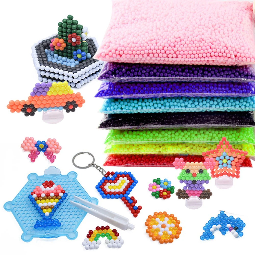 24 Colors 500Pcs 5mm Aqua Magic Beads DIY 3D Puzzles Toy Hama Beads