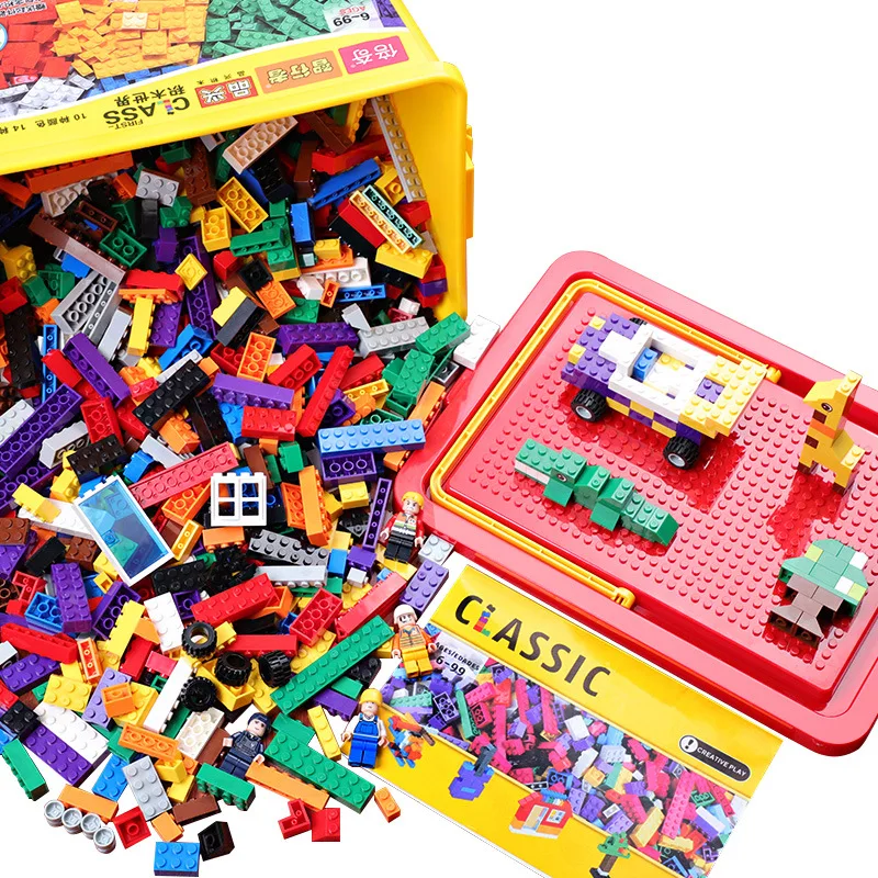 

New 500/1000 PCS Building Blocks Bricks Set DIY Creative Toys Kids Educational Bulk Rainbow Bricks Compatible With Most Block