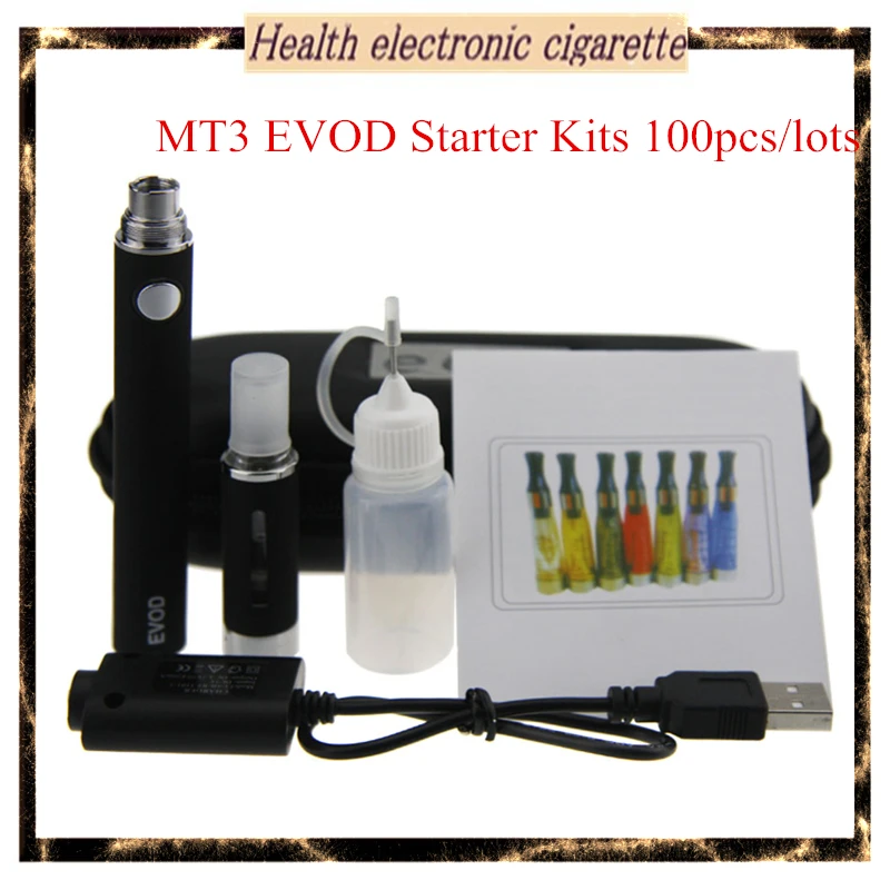 100pcs/lots Factory sales MT3 EVOD Starter Kits E Cigarette EVOD Battery MT3 Atomizer ego Zippe Case Electronic Cigarette
