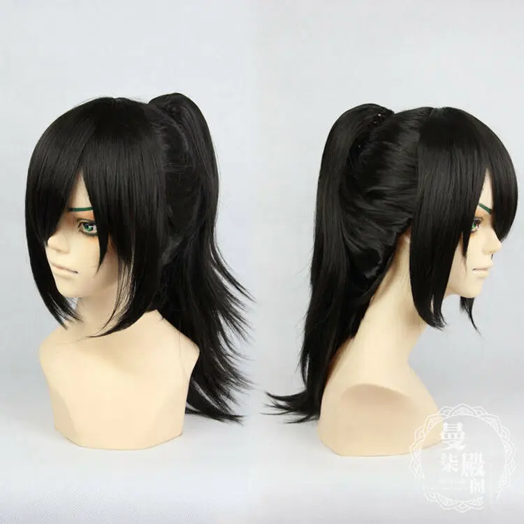 Мужской парик для косплея Dororo Hyakkimaru длинный прямой конский хвост черный волос