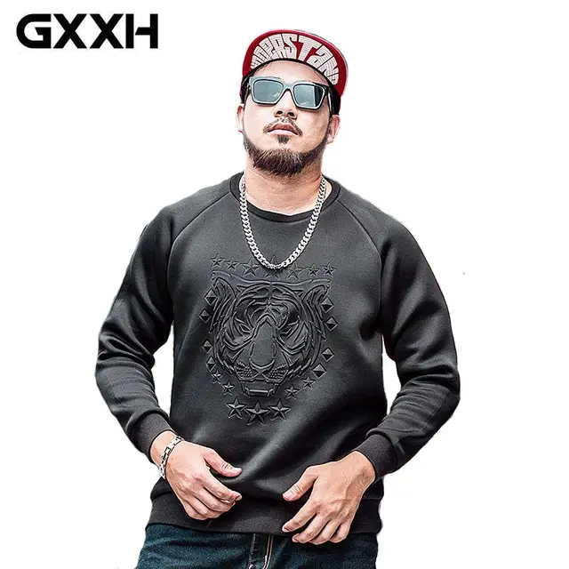 Hip Hop Clothing for Big Men Tiger Sweatshirt Oversized 3d Print