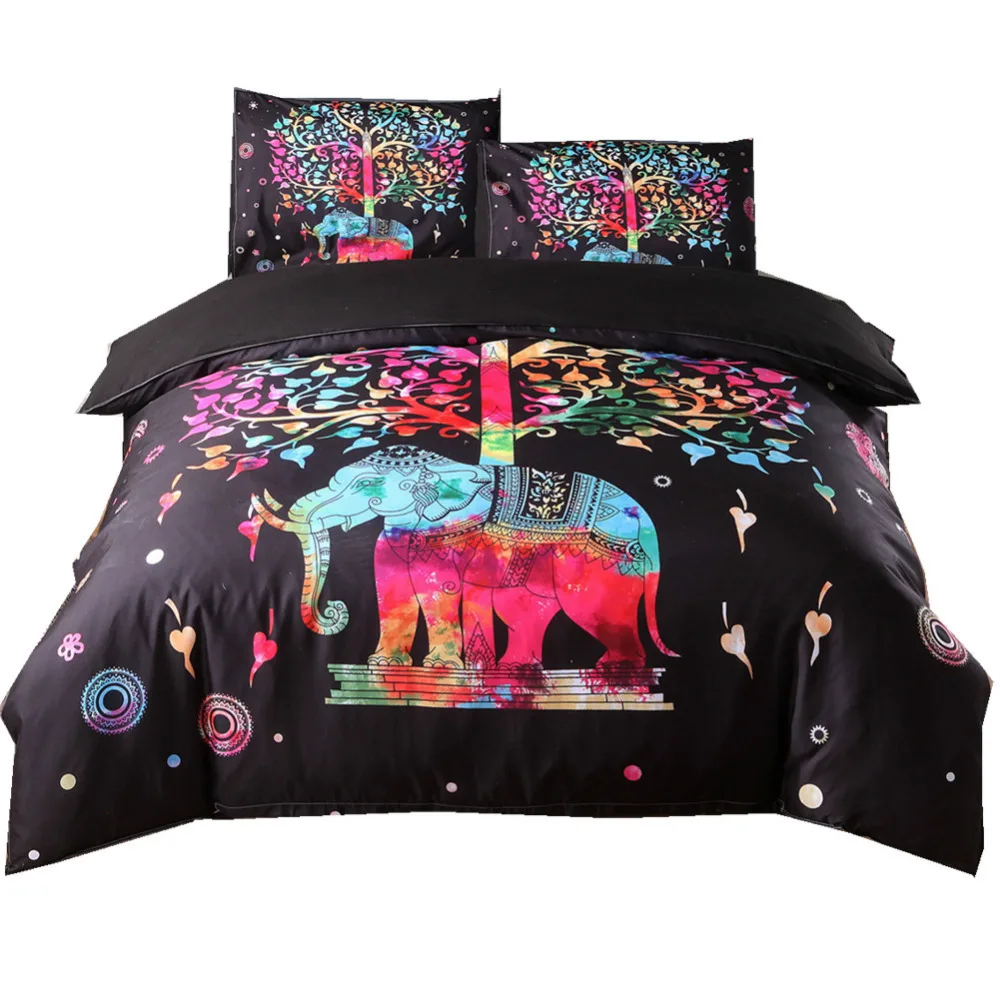 India Red And Black Mandala Bedding Set Elephant Indian Duvet