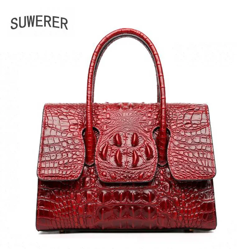 De Black Femmes Femme Sacs Crocodile brown Designer Les Modèle Luxe À Main purple Véritable brown Suwerer Cuir En Pour Mode 7a8xqxB