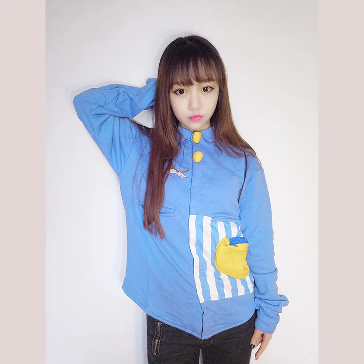 2019 Медведь серии Новый японский harajuku синий шить милый полосатый блузка японский флис куртки оптовая продажа