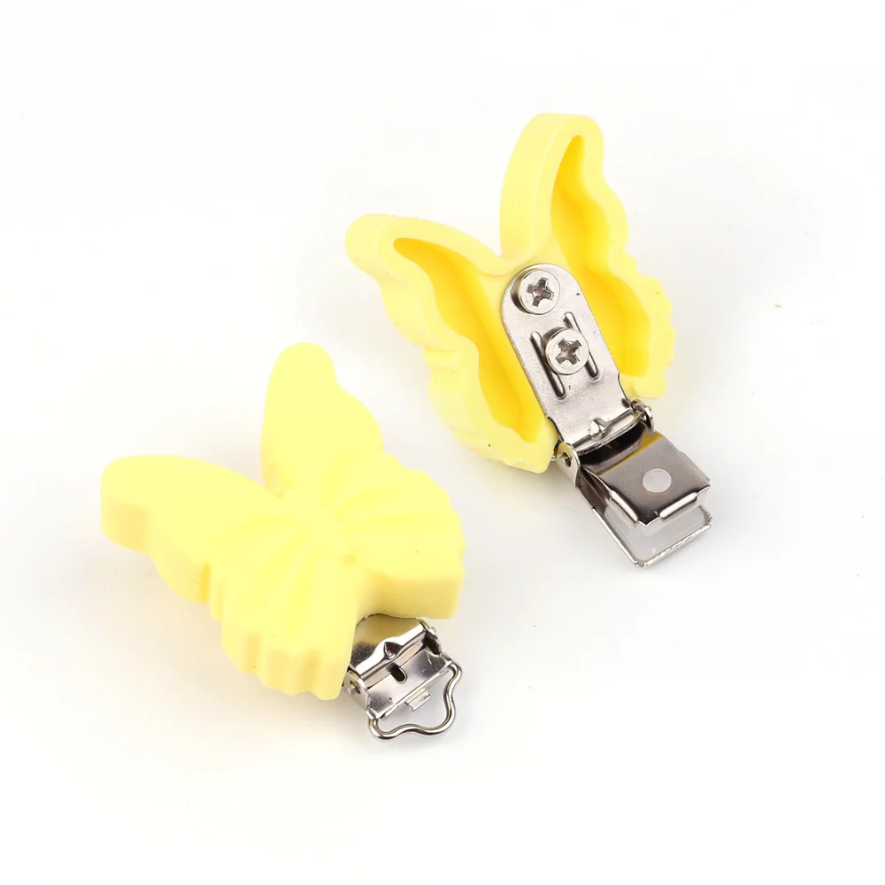 TYRY. HU 10 шт./набор бабочка соска зажим детский силиконовый Прорезыватель аксессуары для прорезывания зубов DIY свободный инструмент для бисера ниппель для клипа застежки - Цвет: Yellow