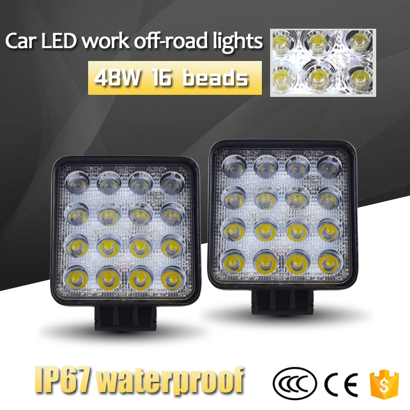 12V-Spot-Led-Work-Light-Bar-48W-4inch-Offroad-Car-Headlight-for-Truck-Tractor-Boat-Trailer