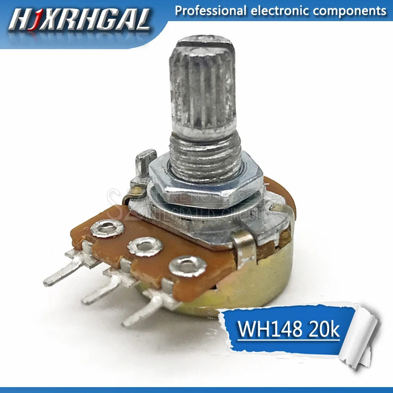 5PCS 20K ohm WH148 B20K 3pin Linear Potentiometer 15mm Shaft With Nuts And Washers Hot hjxrhgal | Электронные компоненты и