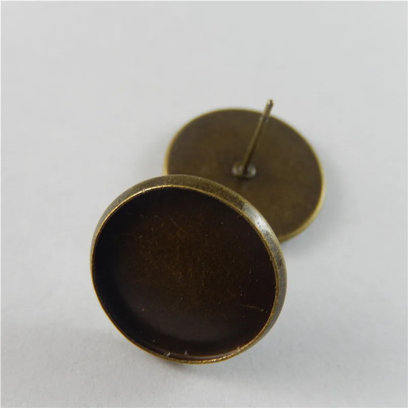 30PCS/Pack Copper Antique Bronze Round Stud Earrings Settings 17mm 50794in Stud Earrings from