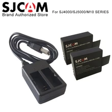 2PCS SJCAM Batteries Rechargable Battery + Dual Charger For SJ4000 SJ5000 SJ5000X Elite WIFI M10 Plus action Camera Accessories