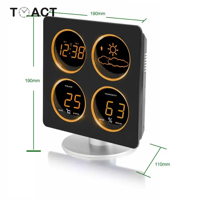 

Weather Forecast LED Alarm Clock Electronic Digital Luminous Alarm Clocks Table Desk Watch Office Bedroom Decor Gift