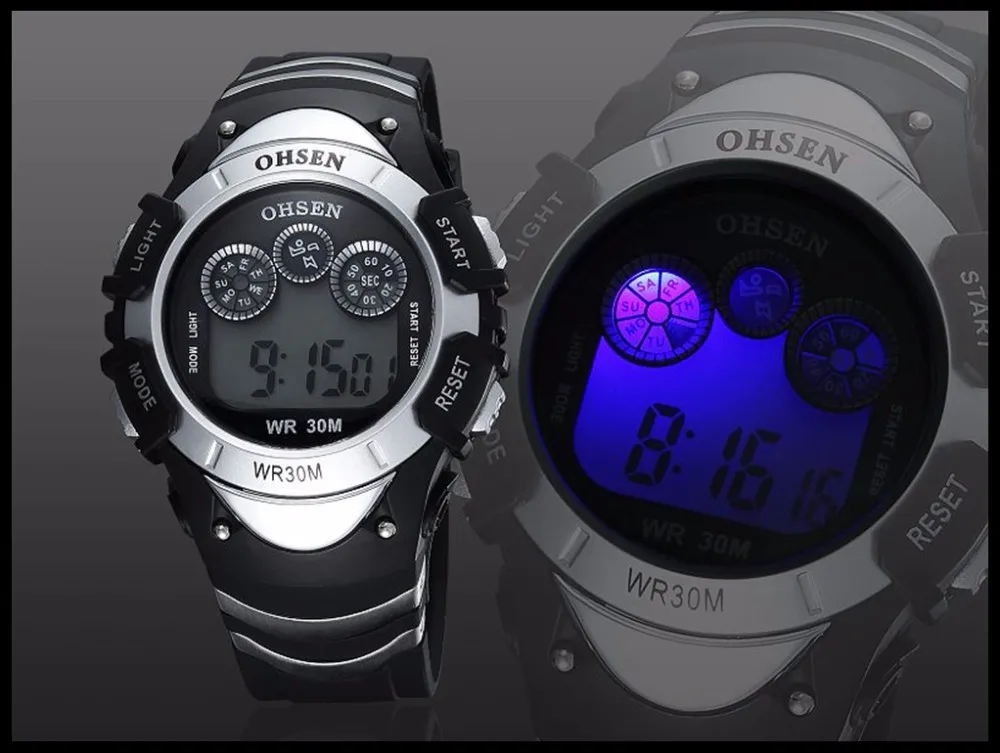New Fashion Ohsen 0815 Quartz Kids Watches Boys Girl Xmas Gift Alarm Clock Sport Digital Watch LED Colorful Backlight Relojes (18)