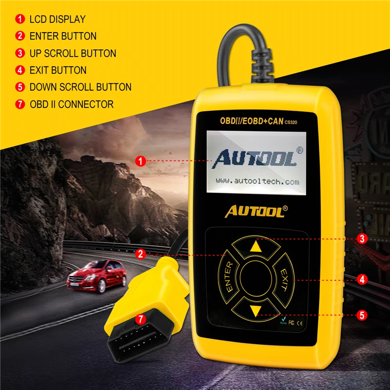 AUTOOL CS320 OBD2 считыватель кода EOBD средство диагностики двигателя неисправность авто DIY автомобиля диагностическое сканирование ремонт инструмент русский склад