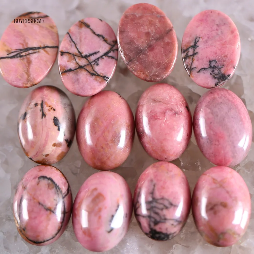 

For Jewelry Making Pendant Bracelet Earrings 15x20MM Oval Natural Stone Beads Pink Rhodonite CAB Cabochon 5Pcs K1518