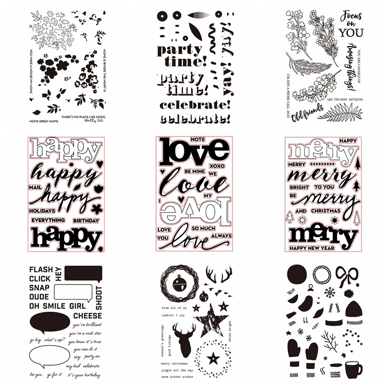 

4x6in 12 Sets Mixed Transparent Clear Silicone Stamp Set for DIY Scrapbooking/Photo Album Cards Making Decorative Clear Stamp