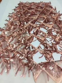 

African 3D Sequins Lace Fabric 2019 High Quality Lace French Sequence Tulle Lace Nigerian Lace Fabrics For Wedding Multicolor