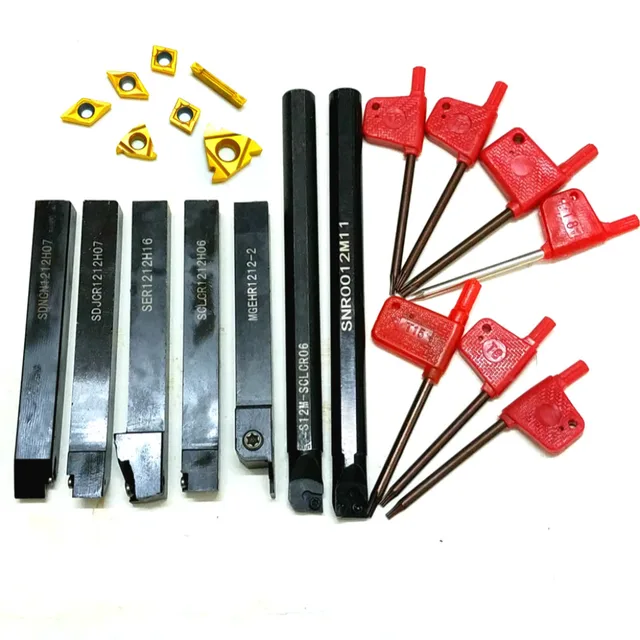 7pcs 12mm CNC Shank Lathe Turning Tool Holder + 7pcs DCMT TCMT CCMT