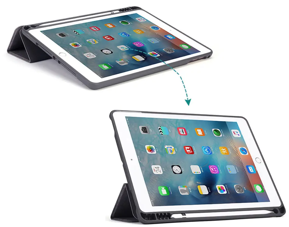 Tablets Case For iPad 5 6 8 9.7 Inch PU Leather Smart Tri-folded Protective Cover Soft Silicone Bag Edge For iPad 9.7 2018 Case-8