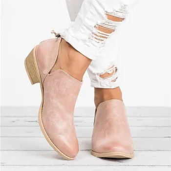 

New Autumn Women Boots Female Square Heel Slip on Women High heels Shoes Pointed Toe Casual Ladies Fashion Shoes Women