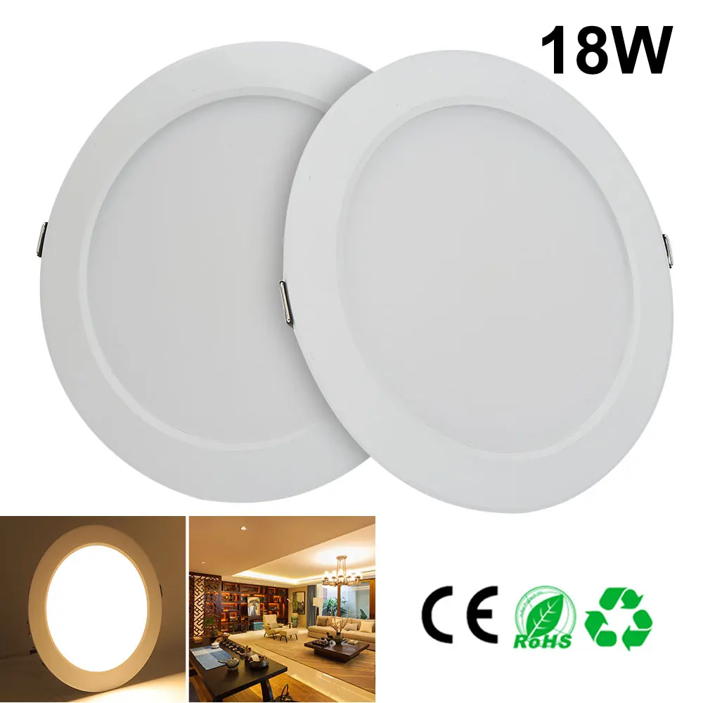 (5 шт./лот) led Панель освещения 7 Вт/9 Вт/12 Вт/15 Вт/18 Вт/24 Вт AC85-265V теплый белый/белый Потолочный светильник Освещение в помещении