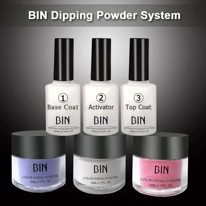 

6in1 Dipping Powder Top Base Coat Activator Kit Dip System Without Lamp Cure Natural Dry Nail Art Decorations Nail Glitter Salon