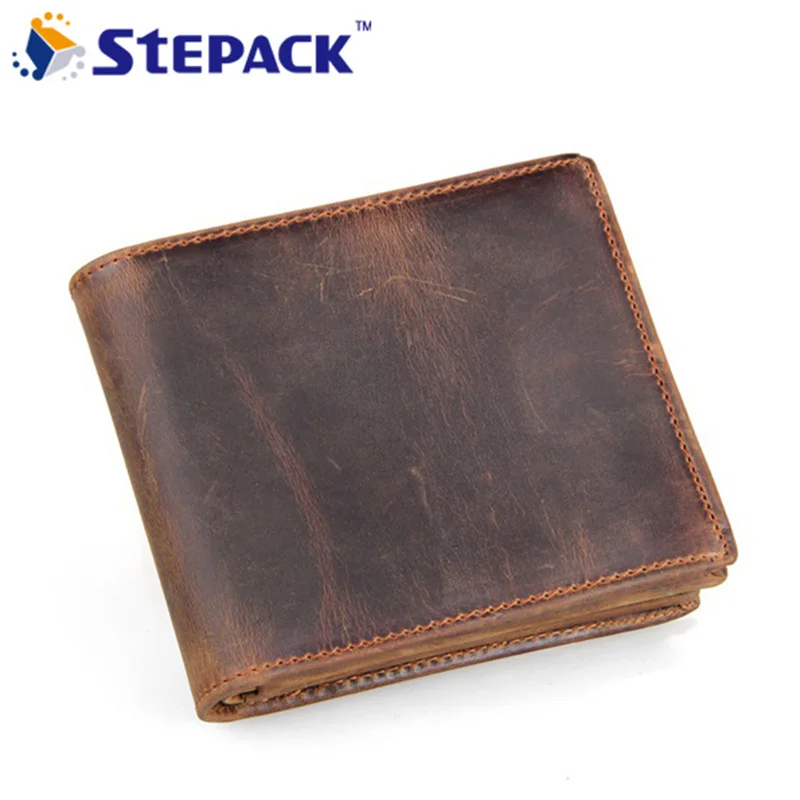 

High Quality Vintage Men Wallet Genuine Leather Wallet For Cowhide Leather Slim Purse Bifold Business Card Holder Pocket Purse