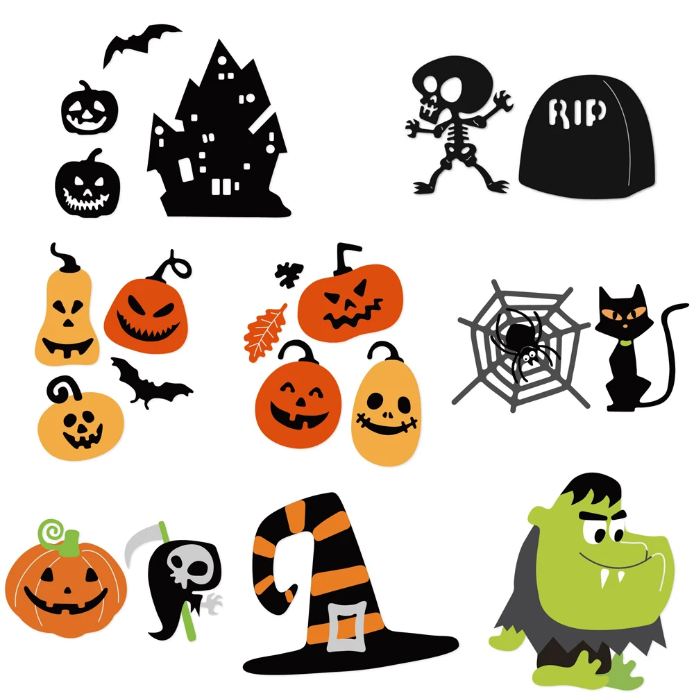 

Swovo Halloween Pumpkin Monster Metal Cutting Dies Stencils DIY for Scrapbooking Paper Card Craft Etched Embossing die cuts New