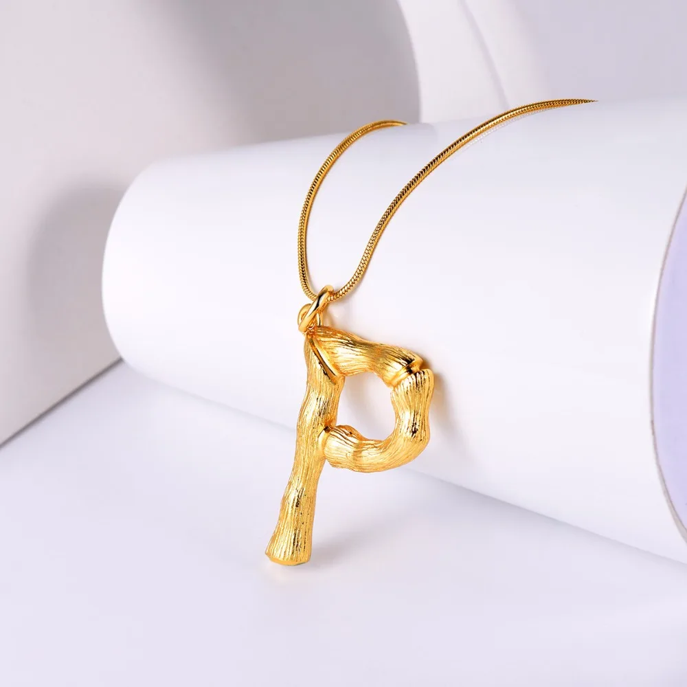 Bamboo Initial Letter P Necklace Snake 