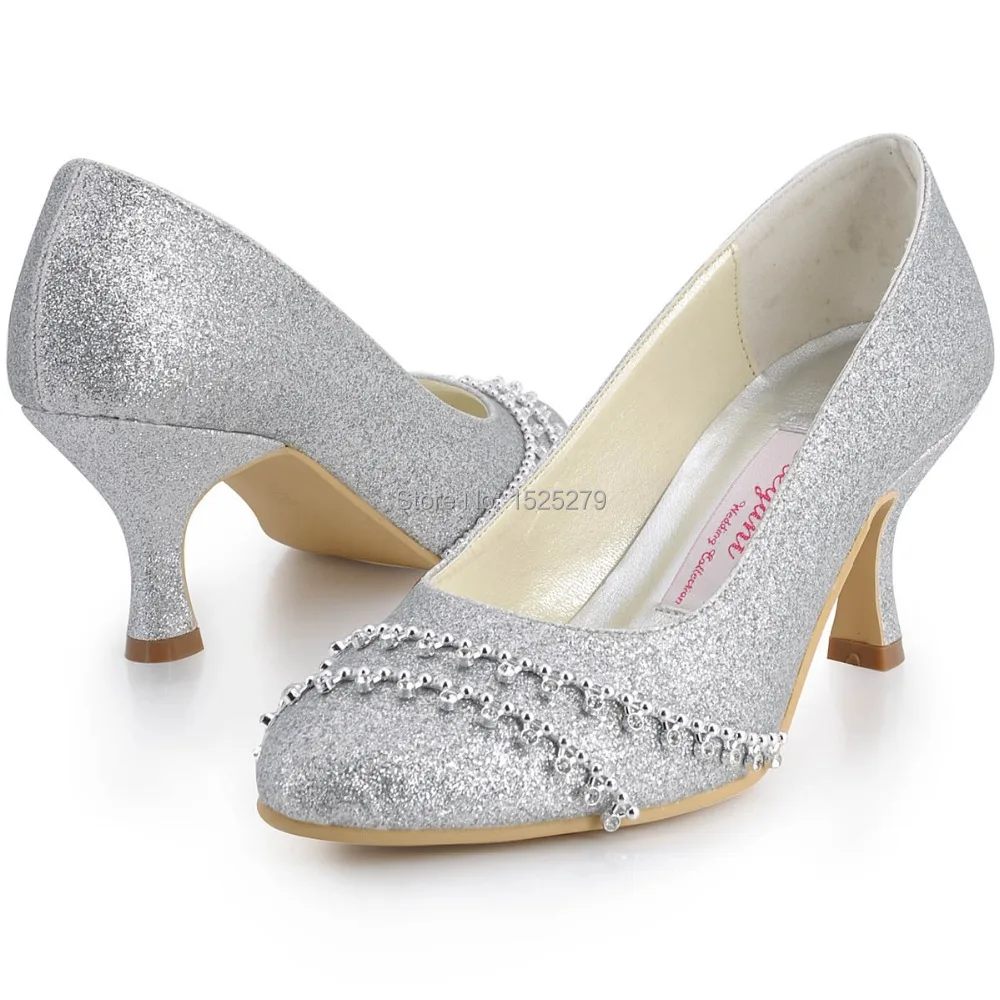 silver evening shoes with rhinestones