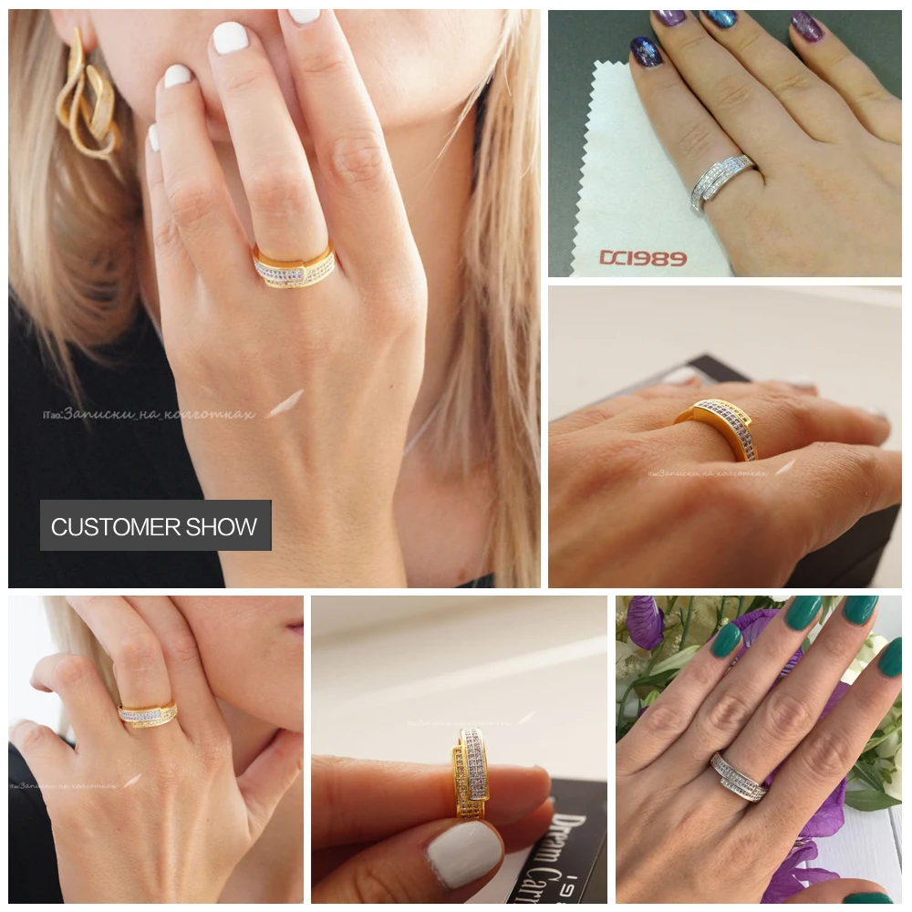 DreamCarnival 1989 Women Engagement Ring Rhodium Two Tones Gold-color New Design Zircon Aniversario Anillos Anel Jewelry YR6448