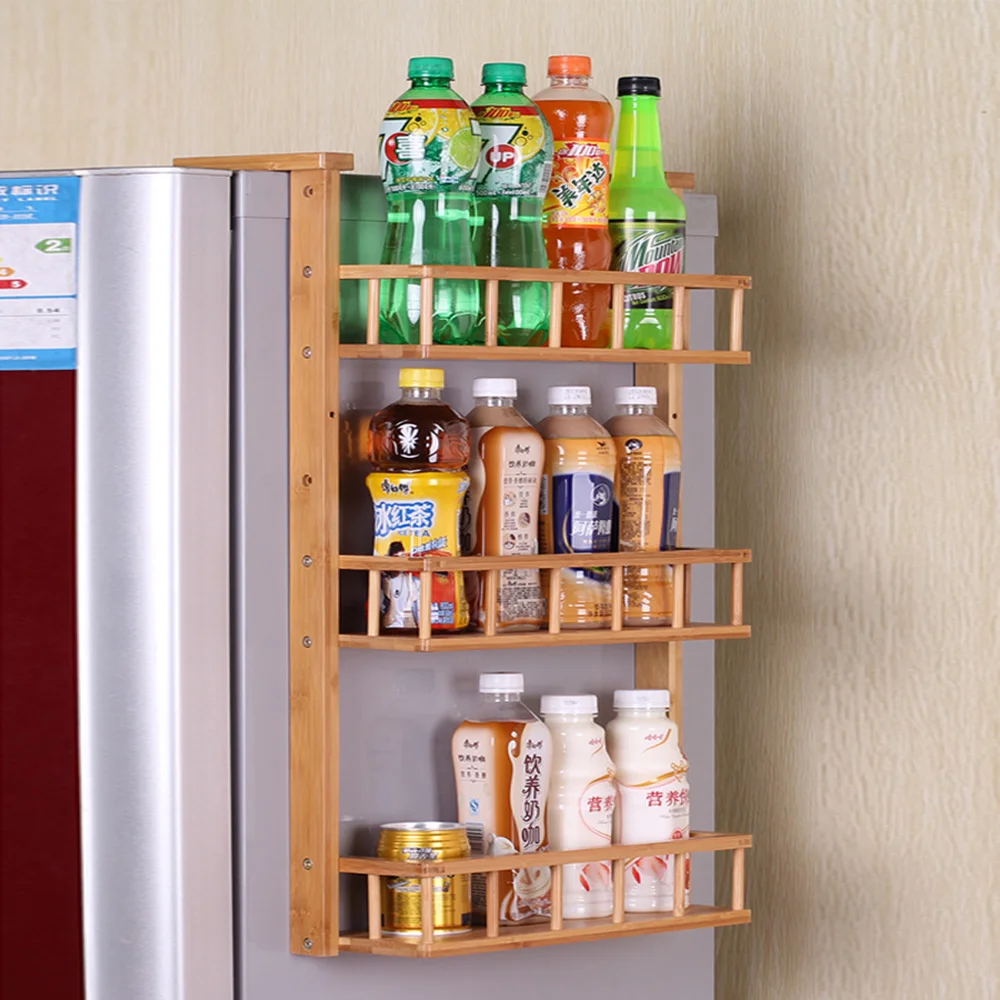 A1 Bamboo refrigerator rack hanging multi-purpose finishing storage shelf kitchen seasoning rack ba - 32915587526