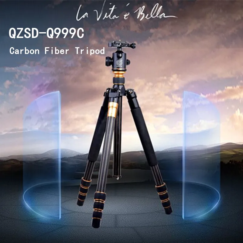 QZSD Q999C Carbon Fiber Tripod  Pro Tripod Monopod Changeabel For SLR Camera Tripod  Ball Head  Free Shipping By DHL