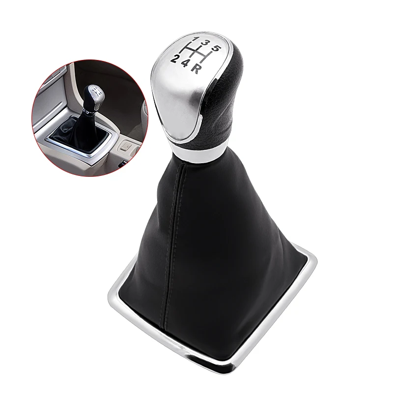 

5Speed Gear Shift Knob Stick Gaiter Boot Sliver Cap Fit For Ford/Focus 2009 - 2015