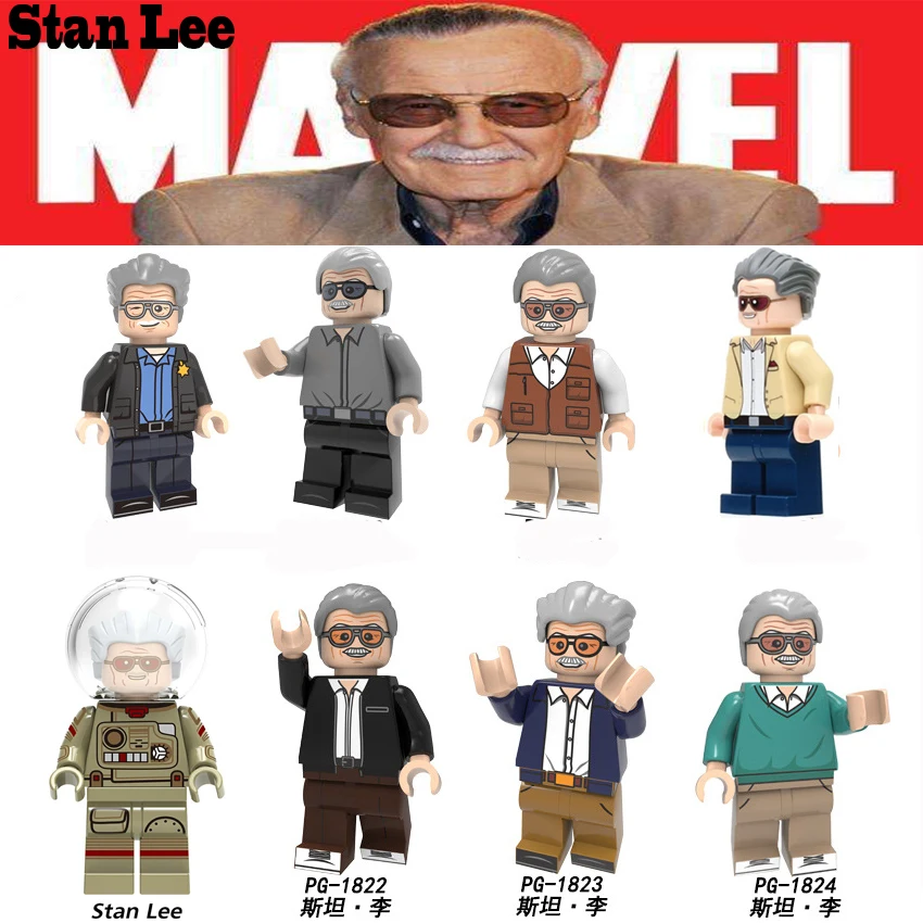 

For Legoings Marvel Stan Lee Figures Super Heroes Author Character Bricks Building Blocks legoings Toys Gifts For Children