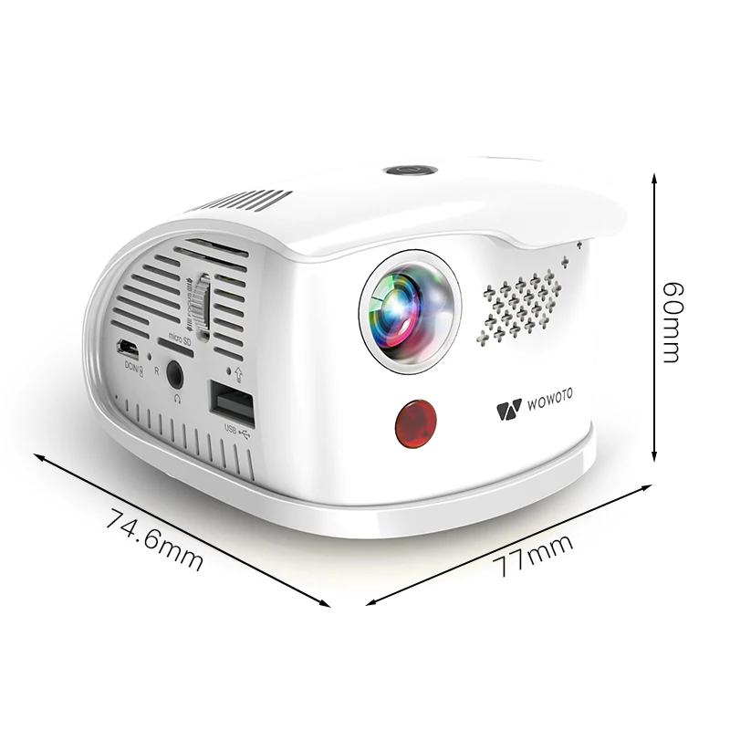 WOWOTO Mini Projector 854*480 Resolution Android Wi-Fi Bluetooth LED Portable HD projector Home Cinema Manual focus Optional Q1