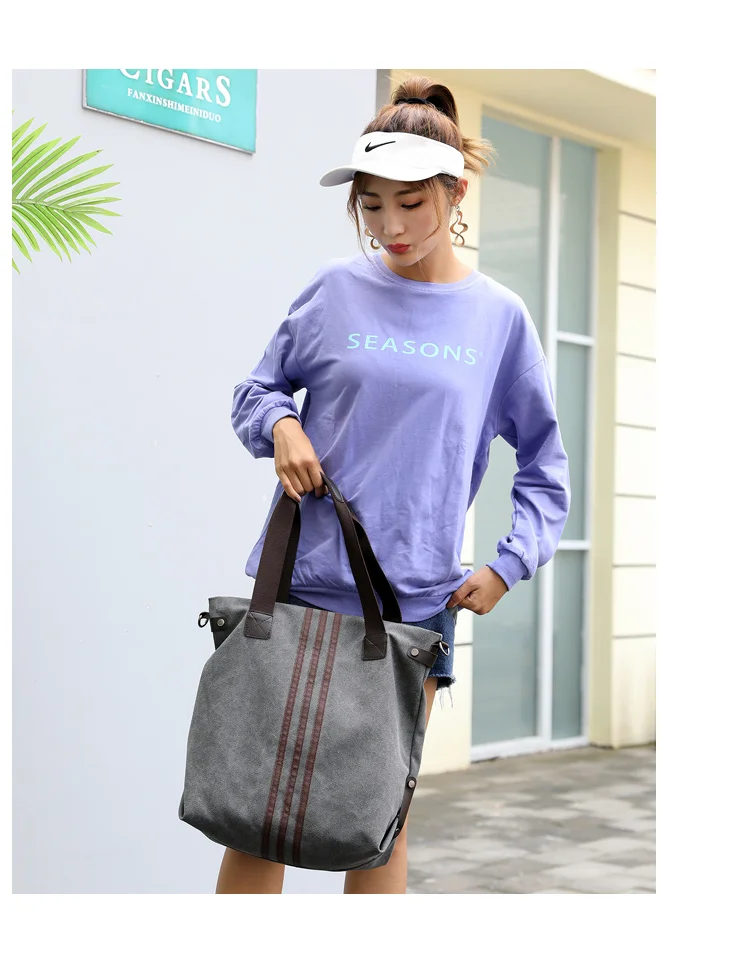 Винтажная холщовая женская сумка, Повседневная сумка с подкладкой, Большая вместительная женская сумка, простая сумка на плечо
