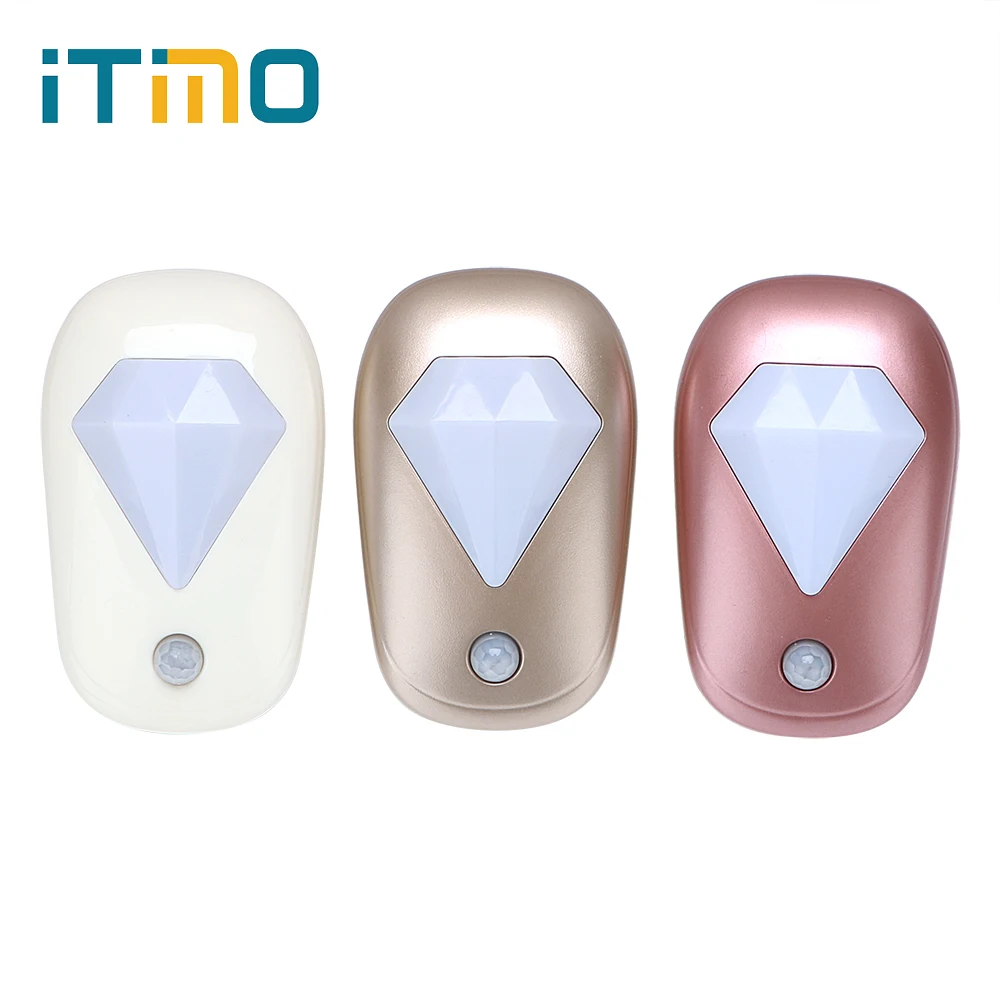 

ITimo Home Lighting Diamond High Bright Light Sensor Control LED Night Light EU Plug for Nursery Bedroom Hallway Lamps Wall Lamp