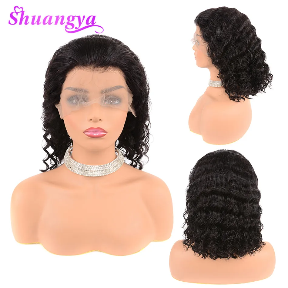 

13x4 Deep Part Remy Human Hair Wigs Glueless Lace Front Wigs With Baby Hair Short Bob Human Hair Wigs for Black Women Shuangya